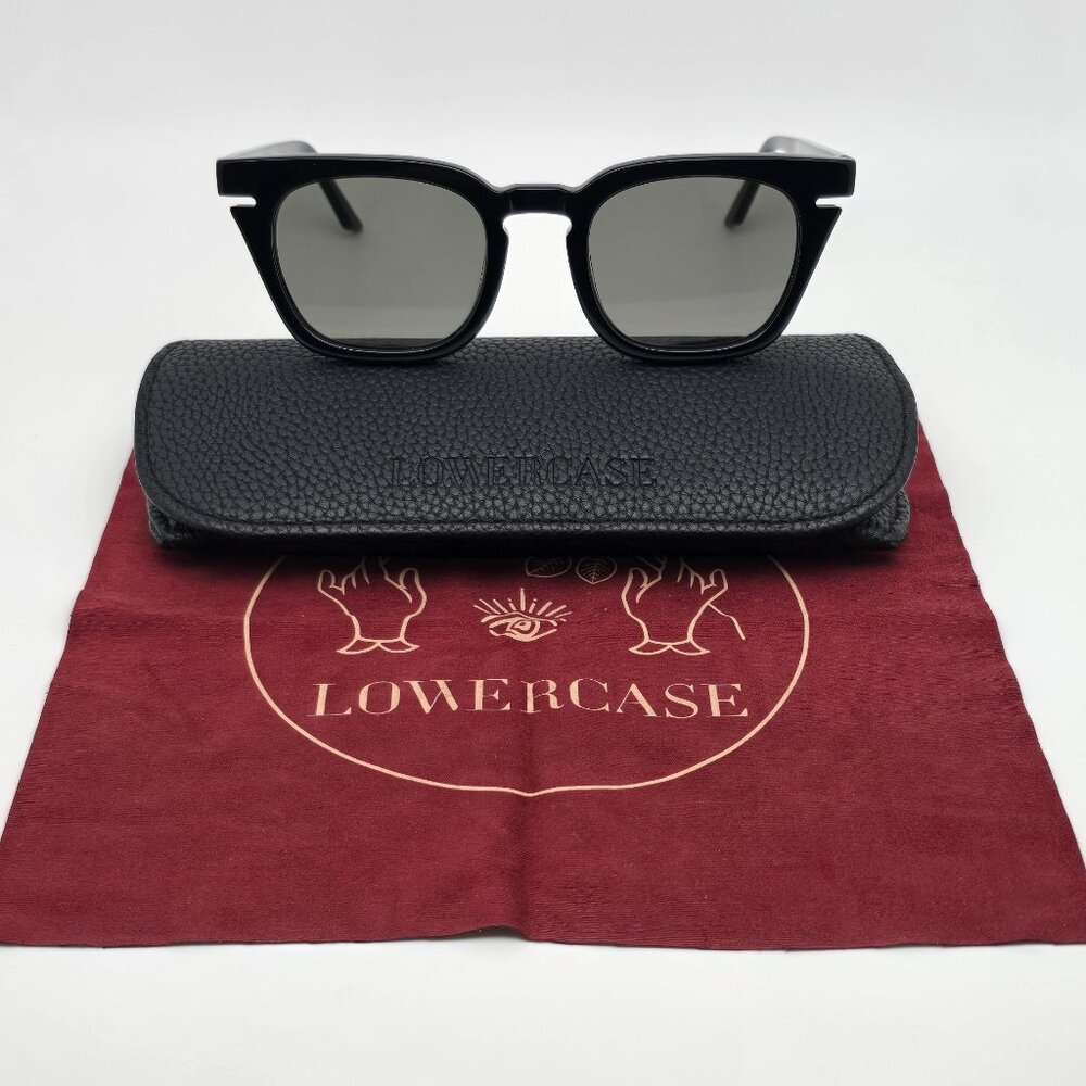 Lowercase Roseland Gloss Black Frame Flat Grey Lens Sunglasses w/ Case 49-22-149